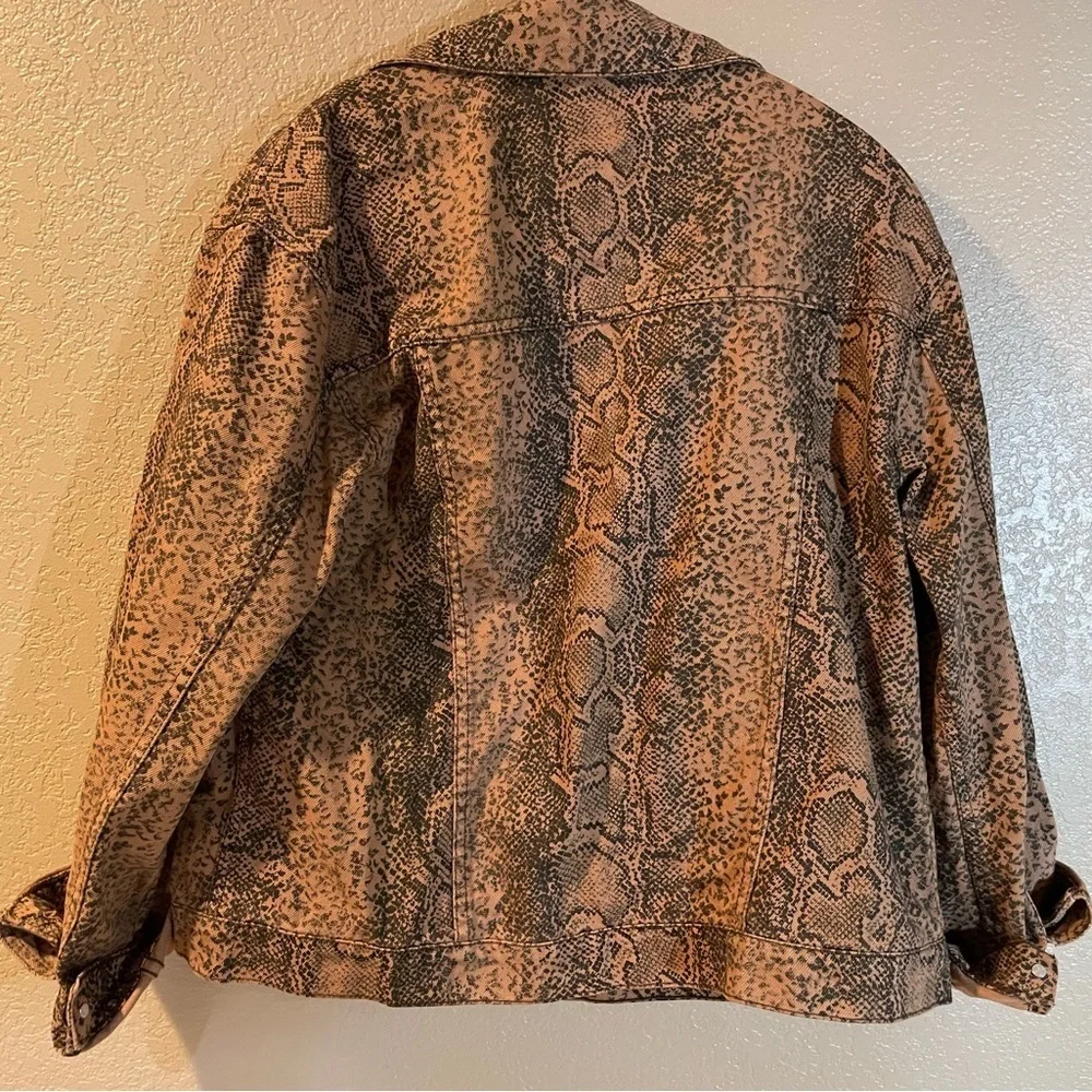 Free People Black and Tan Snakeskin Patterned Denim Jacket - Picture 6 of 6